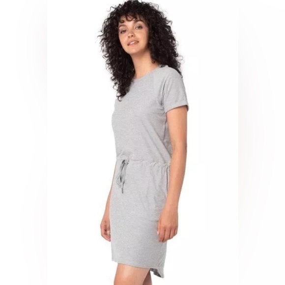Kyodan Outdoor Eden T-Shirt Dress Gray Medium Drawstring At Waist Cuffed Sleeves - Picture 2 of 12